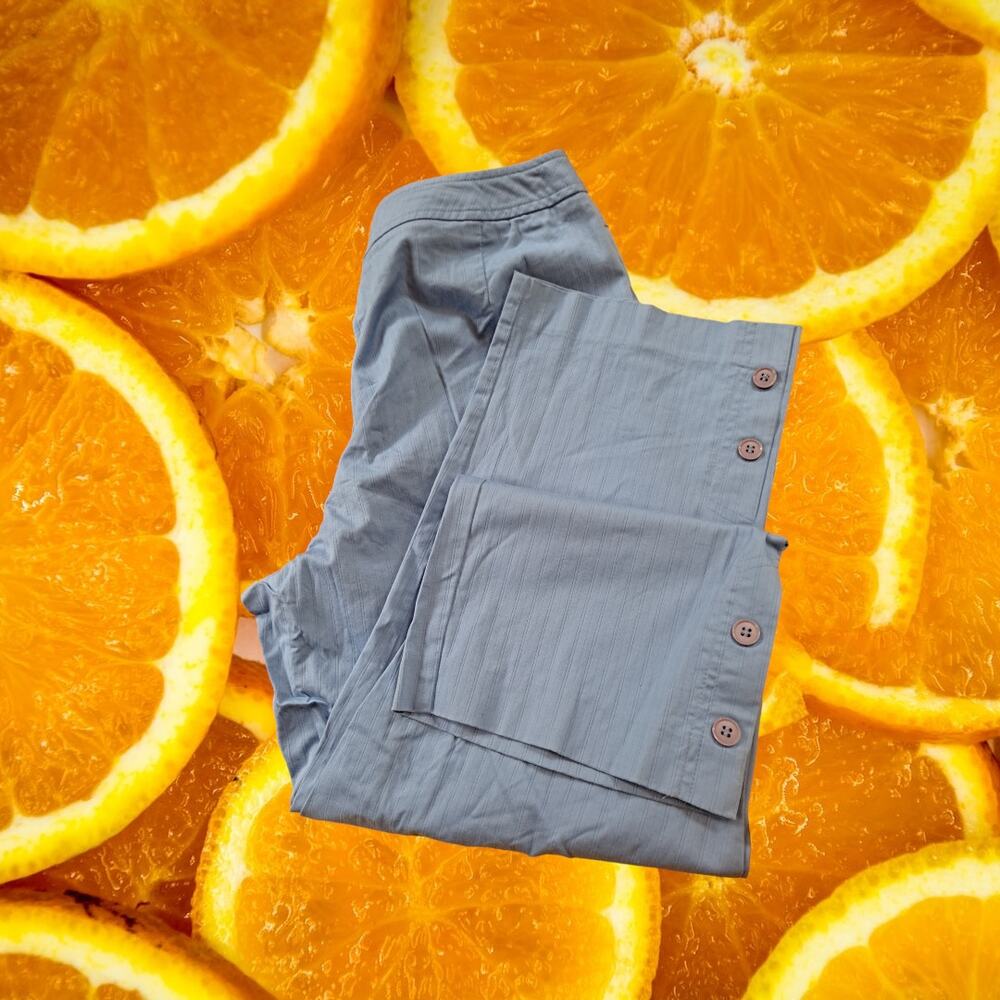Vintage Requirements‎ Light Blue Pinstripe Capri With Accent Leg Buttons Size 12